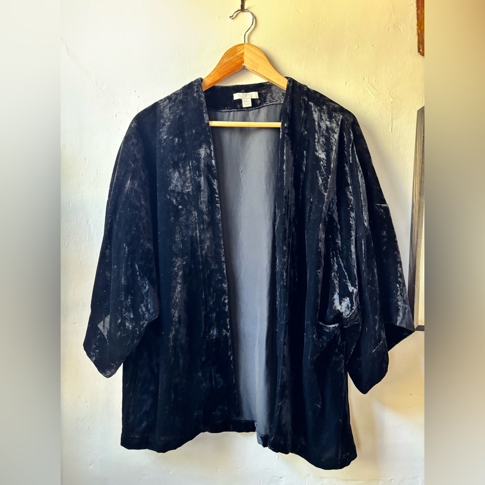 Ann Taylor Loft Black Velvet Jacket Kimono Sleeve